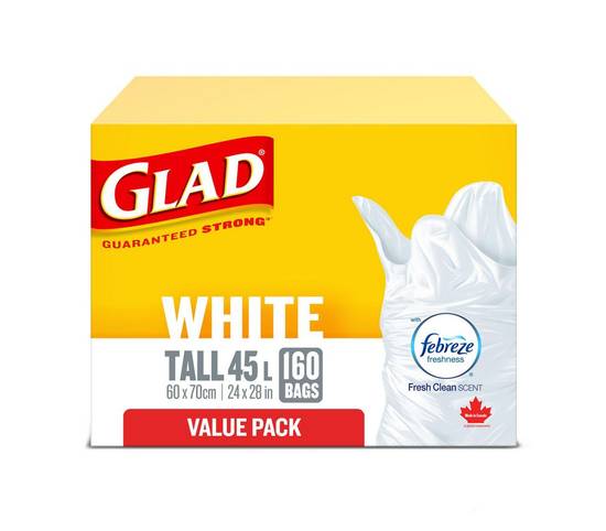 Glad grand sac poubelle blanc 160 sacs white garbage bag tall