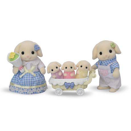 Calico Critters Flora Rabbit Family Collectible Doll Figures (4 ct)