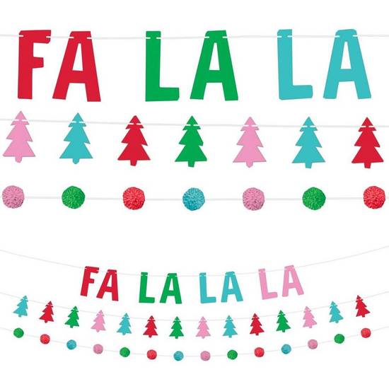Merry Bright Christmas Paper Fabric Banners, 6.25ft, 3ct