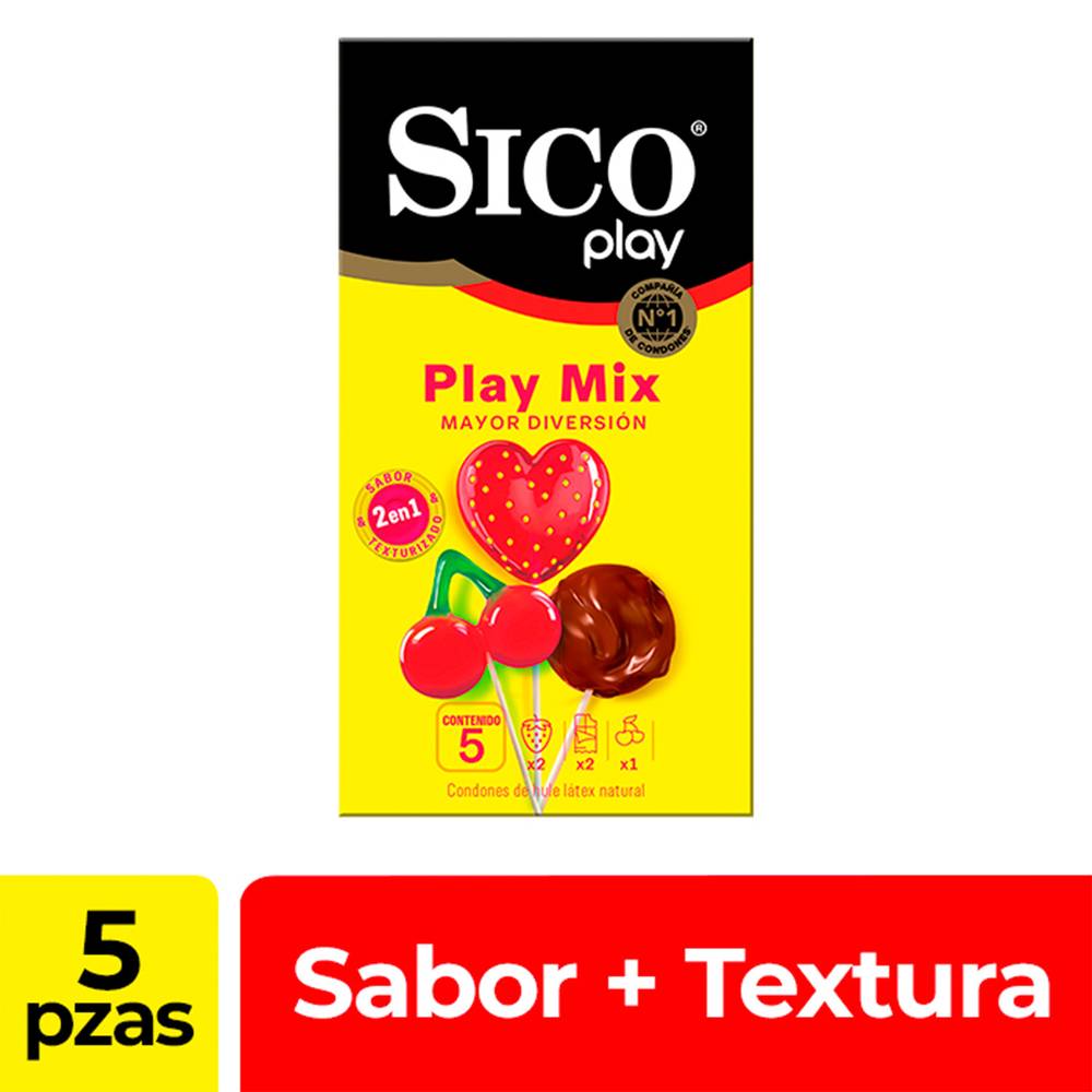 Sico condones play mix sabores (5 piezas)