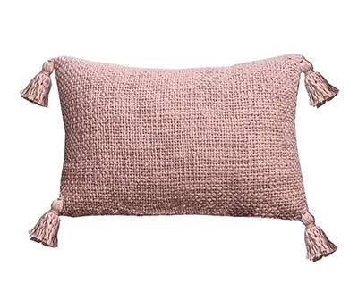 Tassels Accent Rectangle Throw Pillow (blush)