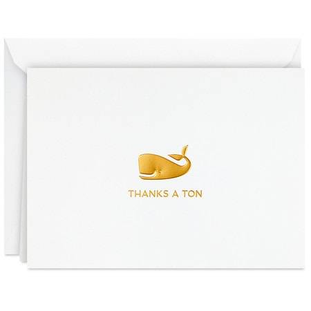 Hallmark Blank Thank-You Notes (tiny gold whale)