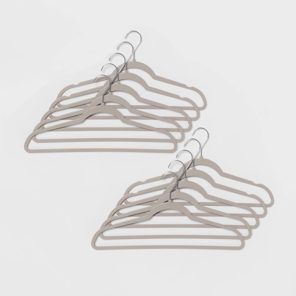Brightroom Thin Plastic Hangers, Gray (10 ct)