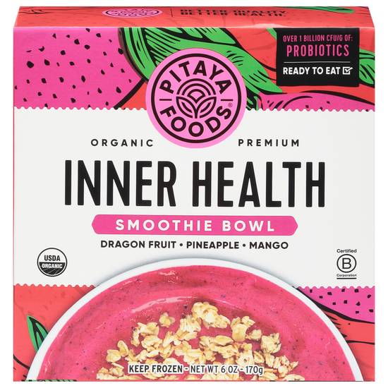 Pitaya Foods Inner Health Smoothie Bowl (dragon fruit/pineapple/mango)