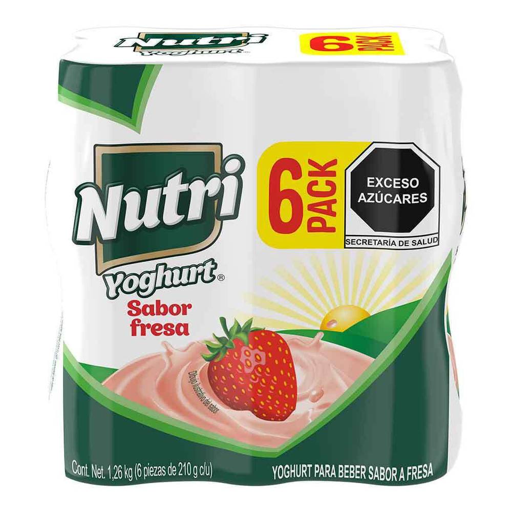 Nutri yoghurt yoghurt bebible sabor fresa (botella 6 x 210 g)