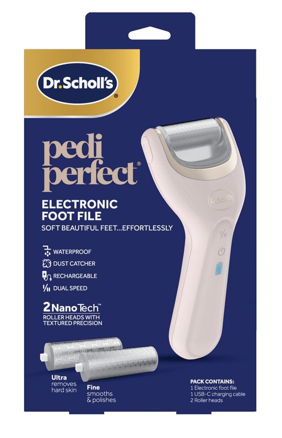 Dr. Scholl's Electronic Foot File, White-Blue