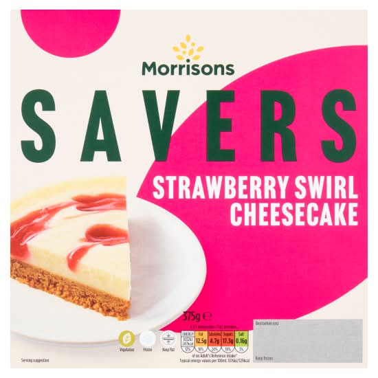 Morrisons Strawberry Swirl, Savers Strawberry Swirl Cheesecake (375g)