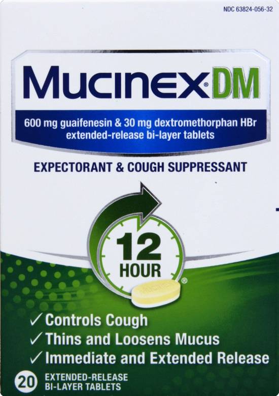 Mucinex Expectorant & Cough Suppressant 12 Hour Extended-Release Bi-Layer Tablets (20 ct)