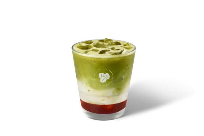 Strawberry Coconut Matcha Iced Latte