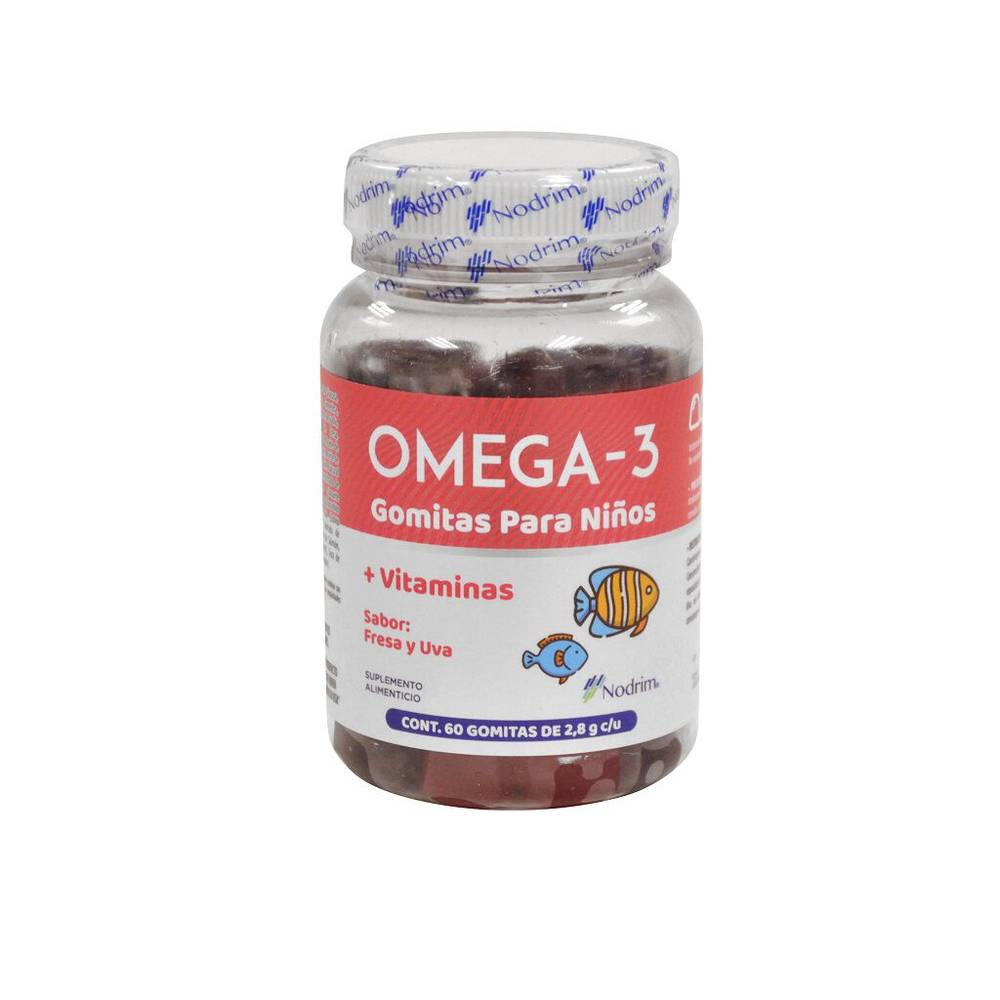 Nodrim gomitas para niños omega 3 + vitaminas (60 piezas)