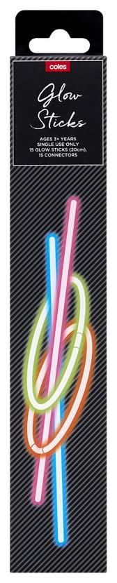 Coles Glow Sticks 3+ Years (15 pack)
