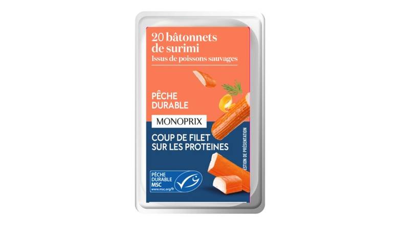 Monoprix Bâtonnets de surimi saveur crabe La barquette de 20, 320 g