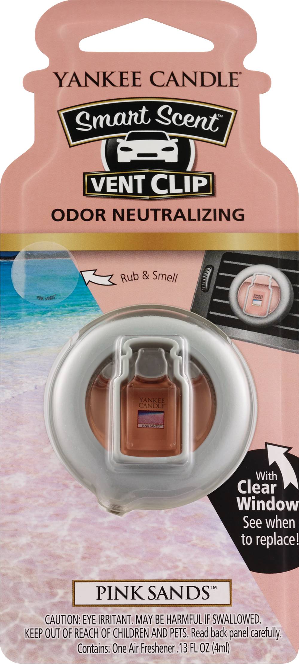 Yankee Candle Smart Scent Odor Neutralizing Car Vent Clip Air Freshener, Pink Sands