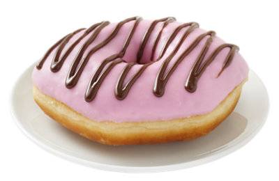 Pink Iced With Chocolate Drizzle Donut