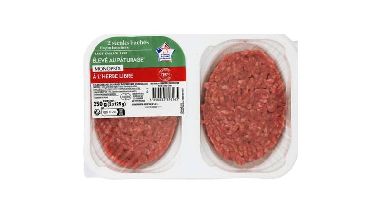 Monoprix Steak haché de boeuf facon bouchère 15% matières grasses La barquette de 2, 250 g