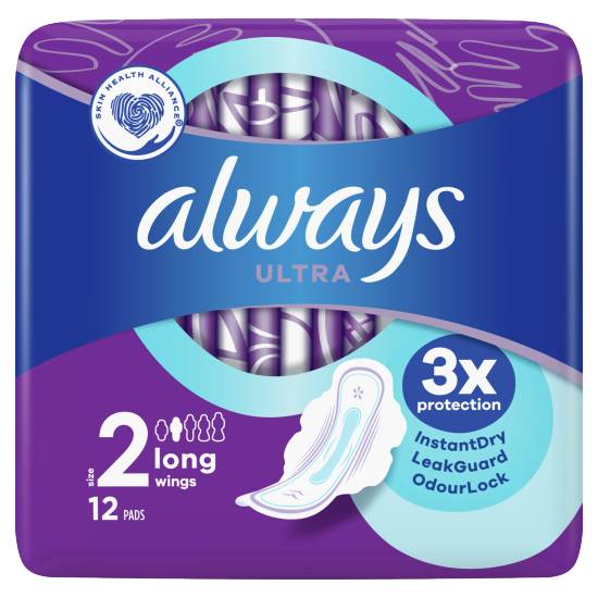 Always Ultra Sanitary Towels Long Wings Size 2 (12 ct)
