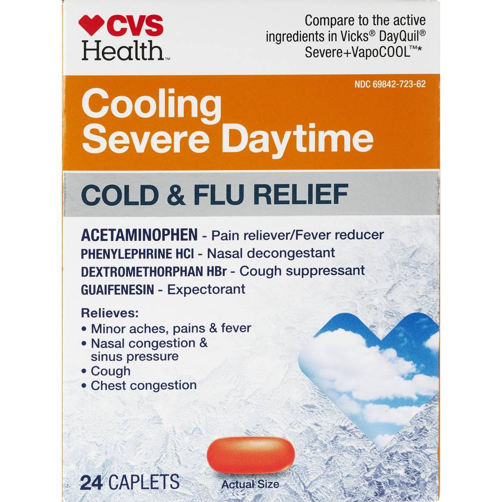 CVS Health Cooling Severe Daytime Cold & Flu Relief Caplets, 24 CT