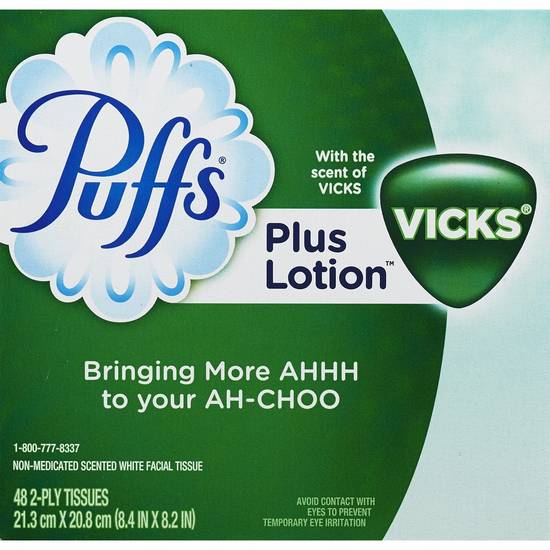 Puffs Plus Lotion with the Scent of Vick's Facial Tissues, 48 Tissues Per Box, 1 ct