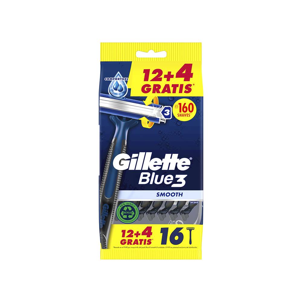 Máquina Desechable Blue3 Gillette 12 + 4 Uds.