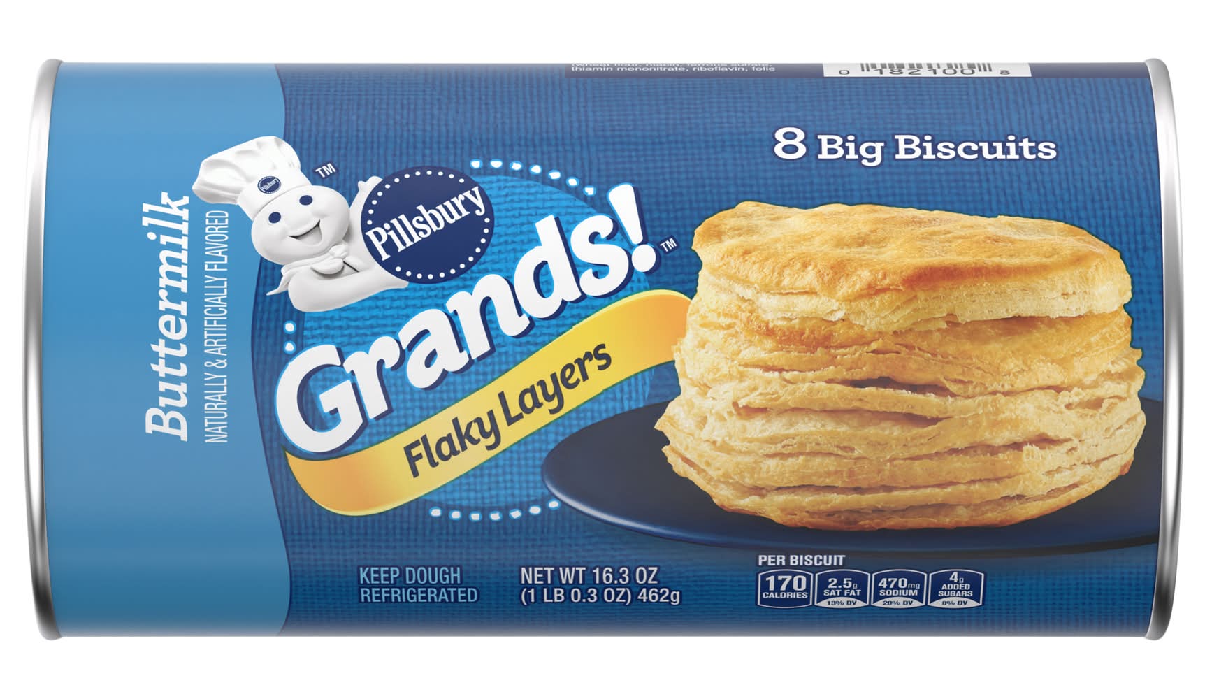 Pillsbury Grands Flaky Layers Big Biscuits, Buttermilk (16.3 oz, 8 ct)