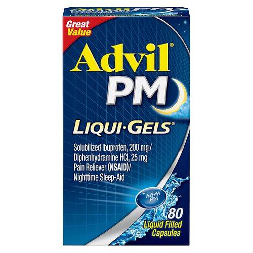 Advil PM Liqui-Gels Pain Reliever & Nighttime Sleep Aid Ibuprofen - 80.0 Ea