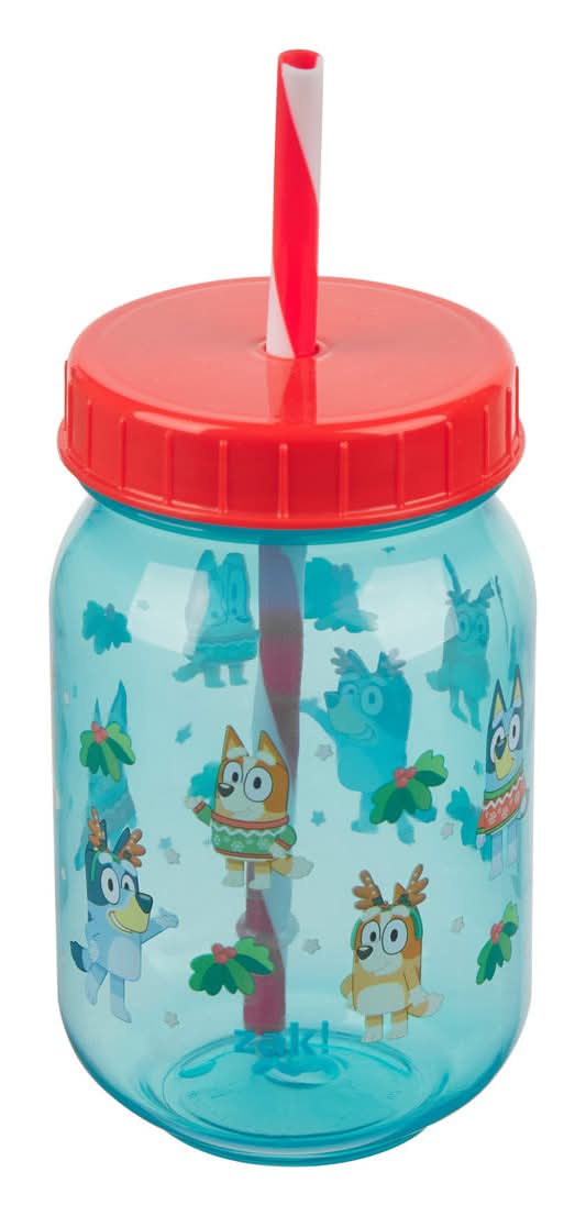Kids Character Holiday Jar With Straw 18 Oz Assorted