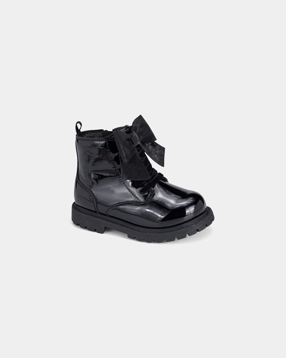 Toddler Girl Bow Combat Boots - Black - 9