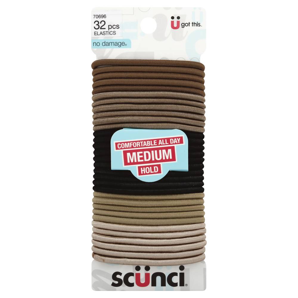 Scunci Medium-Hold Elastic Hair Bands Matte & Metallic Neutrals