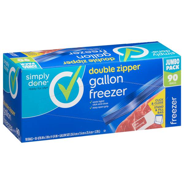 Simply Done Double Zipper Freezer Bags, 1 gallon (90 ct)