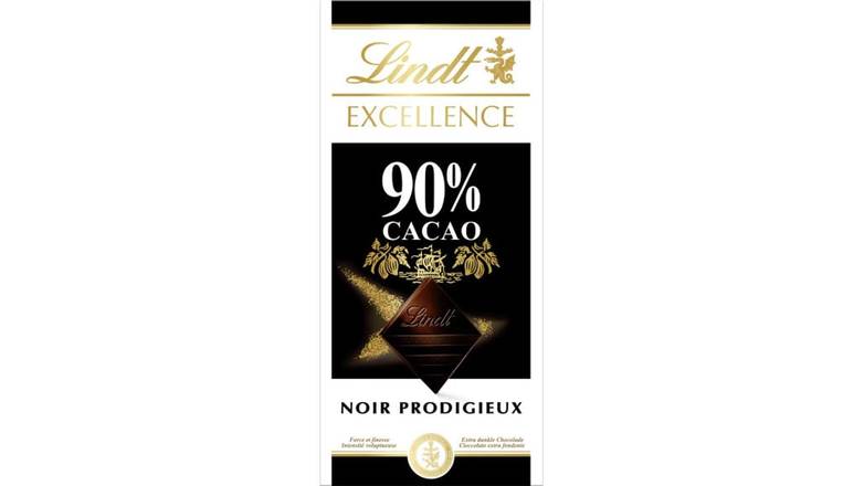 Lindt Chocolat noir prodigieux extra fin, 90% cacao La tablette de 100g