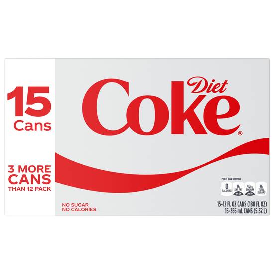 Diet Coke Soda (15 ct, 12 fl oz)