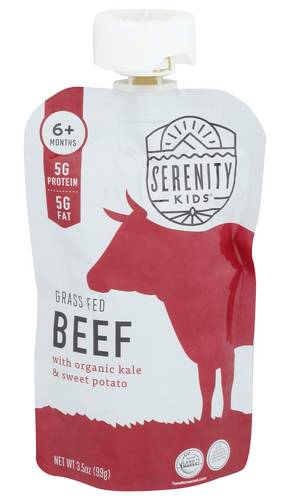 Serenity Kids 100% Grass Fed Beef With Organic Kale & Sweet Potato Baby Food Pouch