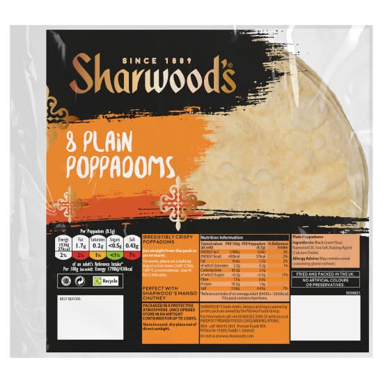 Sharwood's Plain Poppadoms (8 pack)
