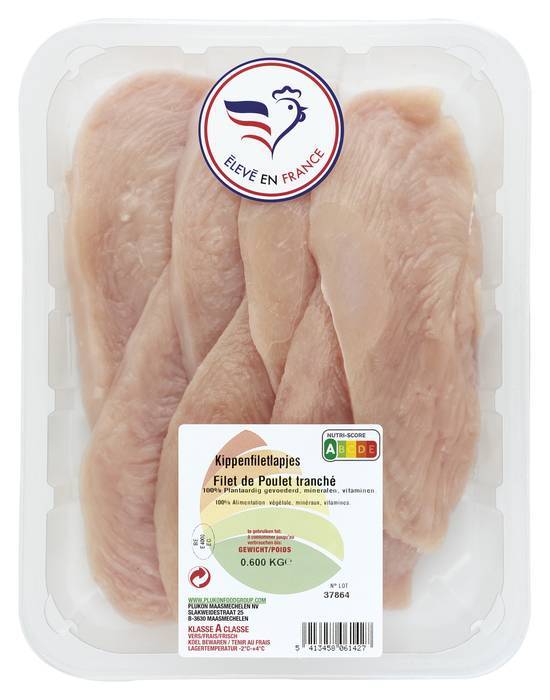 Filet de poulet tranché - plukon - 600g