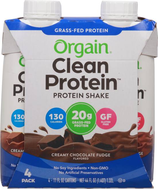 Orgain Clean Protein Shake Creamy Chocolate Fudge (4 ct)