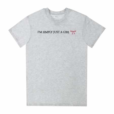 Just A Girl Graphic Tee Large Light Gray