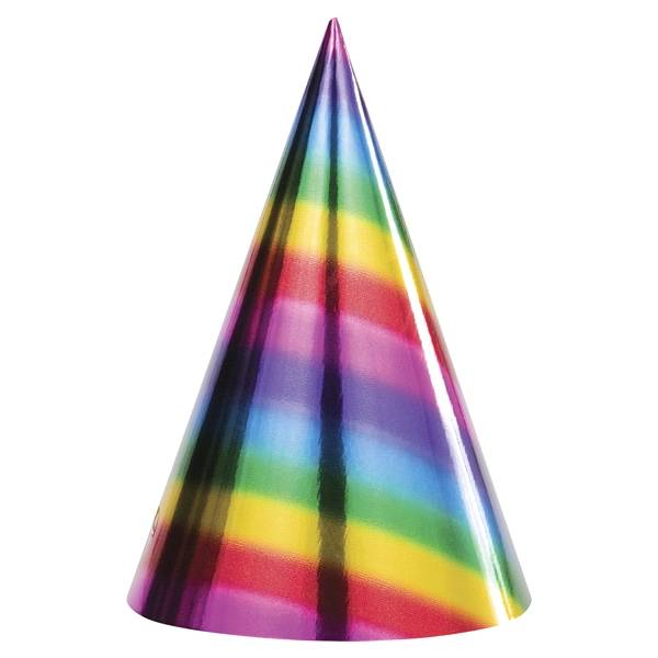 Creative Converting Rainbow Foil Party Hats, 8 ct