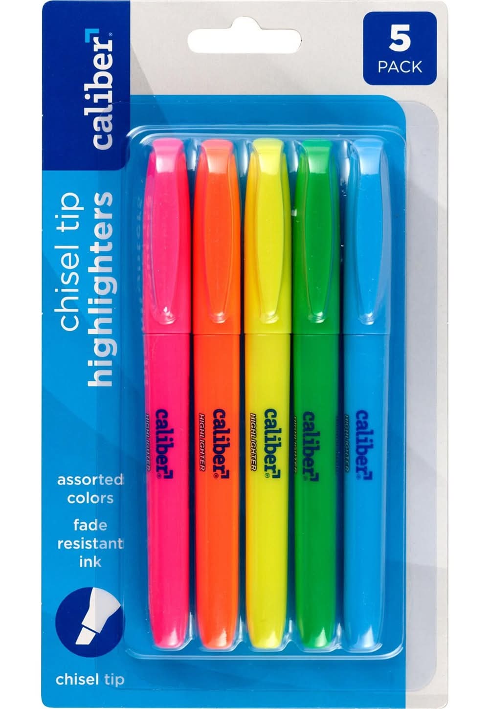 Caliber Highlighters, Assorted (5 ct)