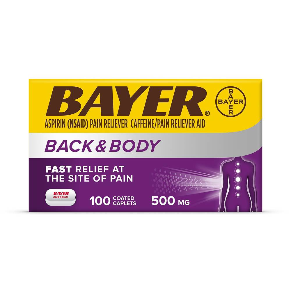 Bayer Back & Body Extra Strength Aspirin, 500Mg Coated Tablets, Fast Relief, 100 Ct