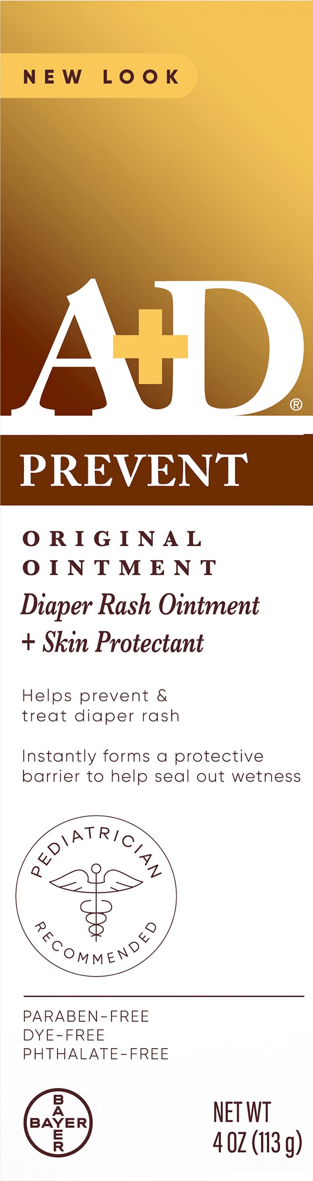 A+D Prevent Original Diaper Rash Ointment & Skin Protectant (4 oz)