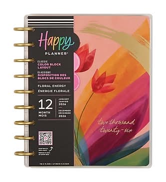 2026 The Happy Planner Floral Energy 8.75 x 9.75 Weekly & Monthly Standard Planner, Plastic Cover (PPCD12-672)