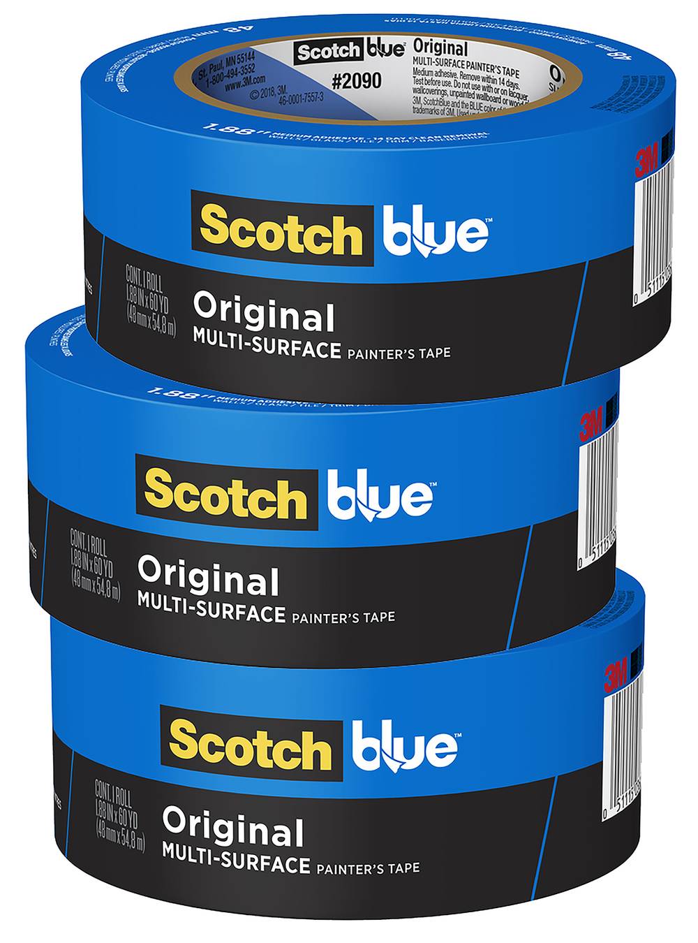 Scotchblue Painter's Tape Original Multi-Surface, 1.88 In. X 60 Yd., Value pack (3 rolls/ct)