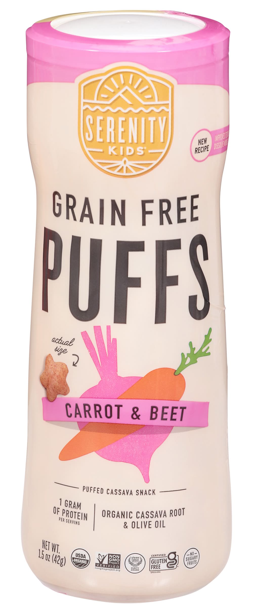 Serenity Kids Grain Free Puffs Baby Food, Carrot-Beet (1.5 oz)