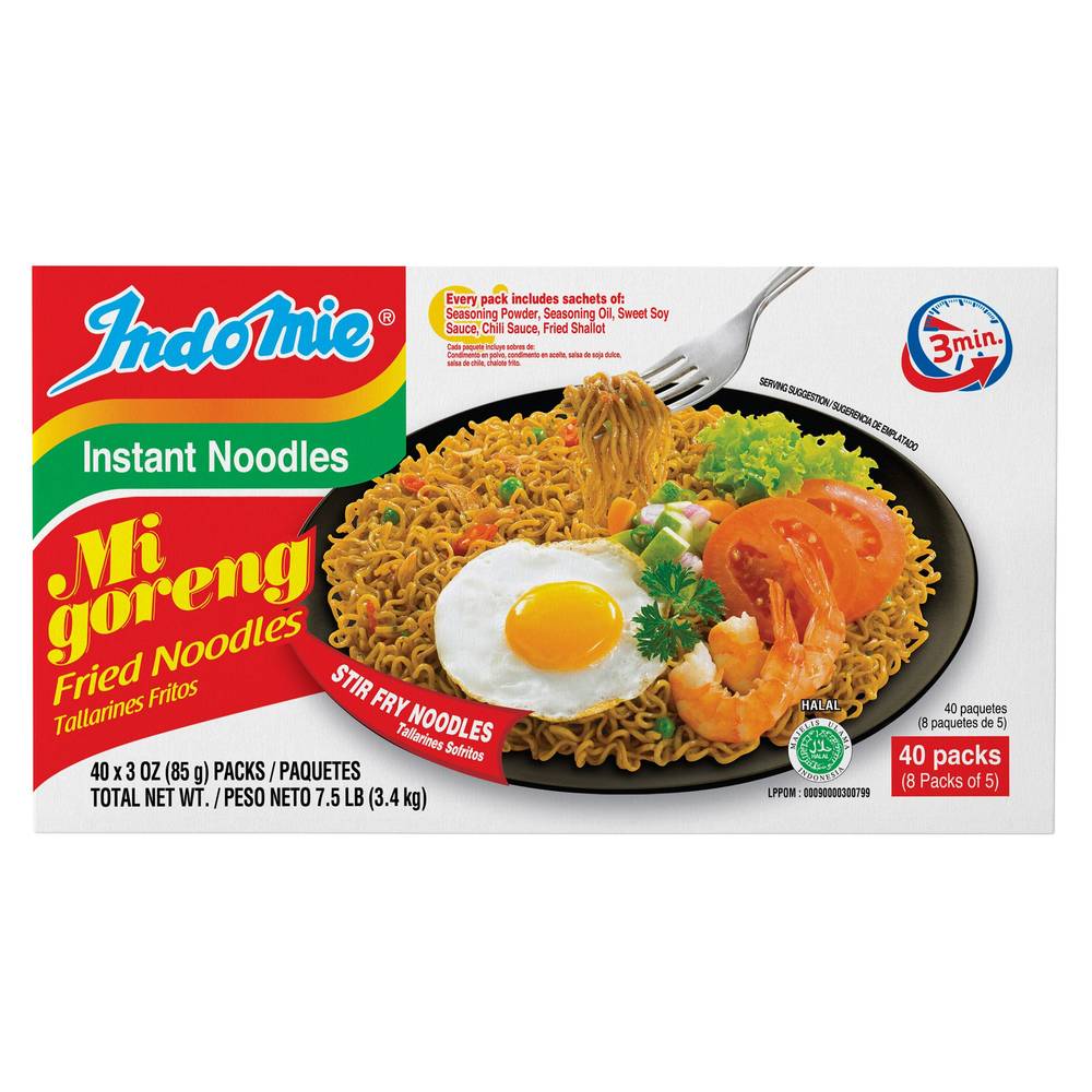 Indomie Mi Goreng Instant Fried Noodles, 3 oz, 40-count