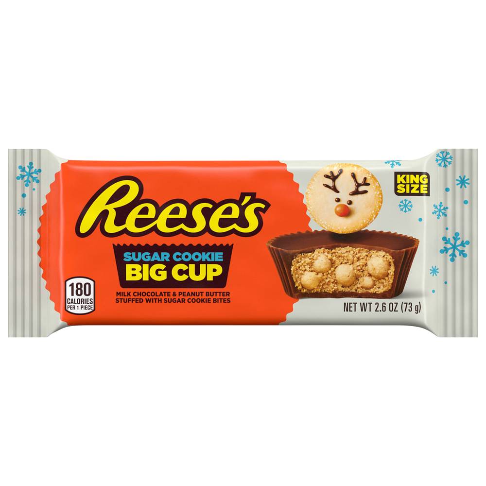 Reese's Christmas Sugar Cookie Milk Chocolate Peanut Butter Cups, King (2.6 oz, 2 ct)