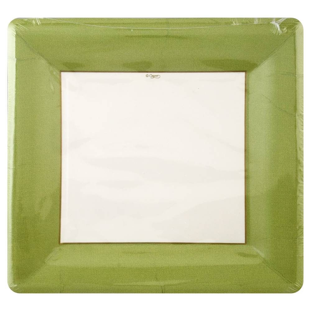 Caspari 10 Inch Moss Green Dinner Plates ( 8 ct )