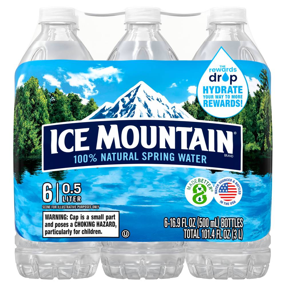 Ice Mountain 100% Natural Spring Water (6 x 16.9 fl oz)