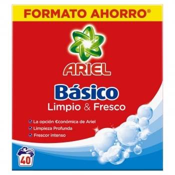 Detergente en polvo básico Ariel 40 lavados.