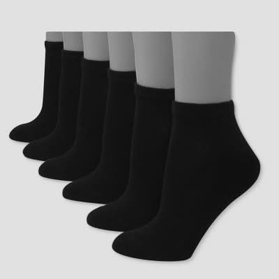 Hanes Cool Comfort Premium Cushioned Low Cut Socks, Women, 5-9, Black (6 ct)