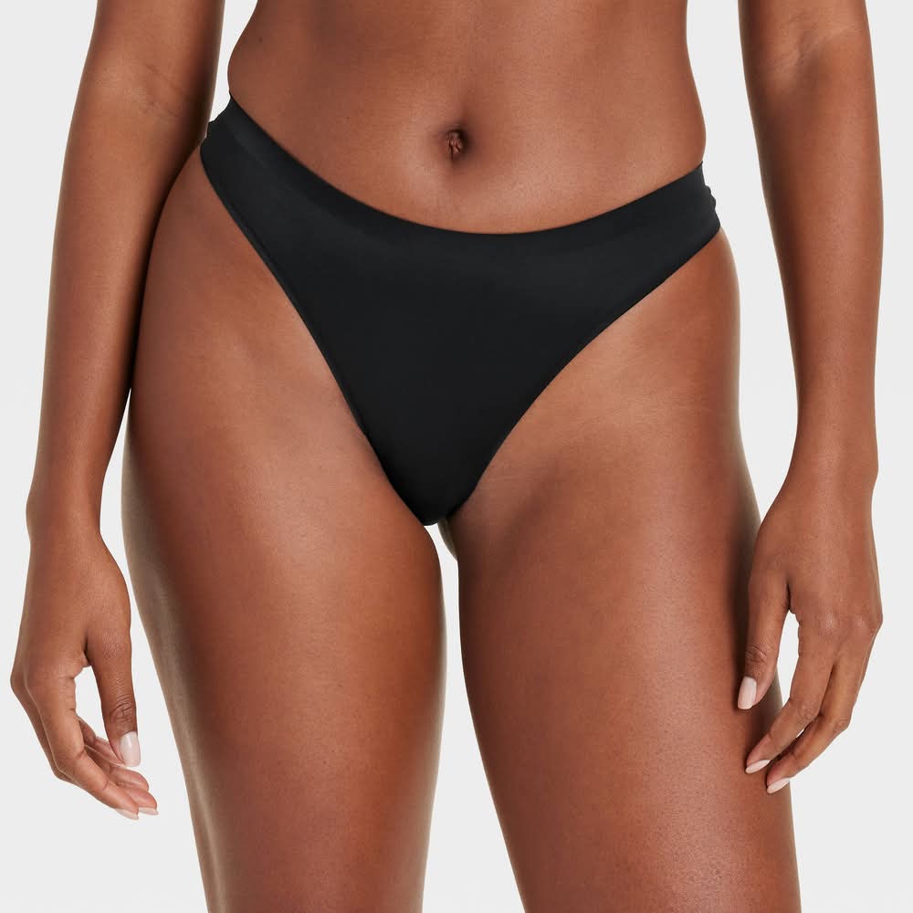 Auden Luxury Collection Bonded Invisible Edge Thong, Women, M, Black